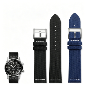 22mm Black Blue Nylon(Fabric) Watch Strap For Longines Legend Diver 42mm L3.374674716764774 