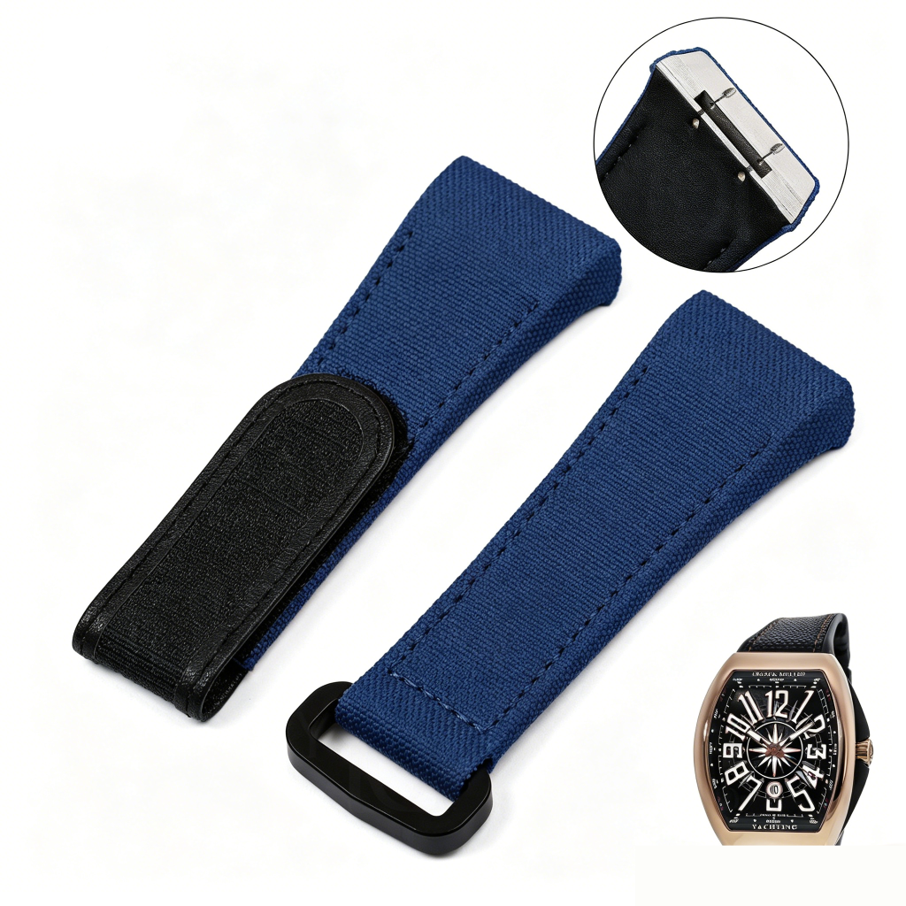 Aftermarket Canvas Fabric Nylon Velcro Strap Replacement For FM Franck Muller Vanguard V32 V41 V45 V35 Watch Straps For Sale (1)