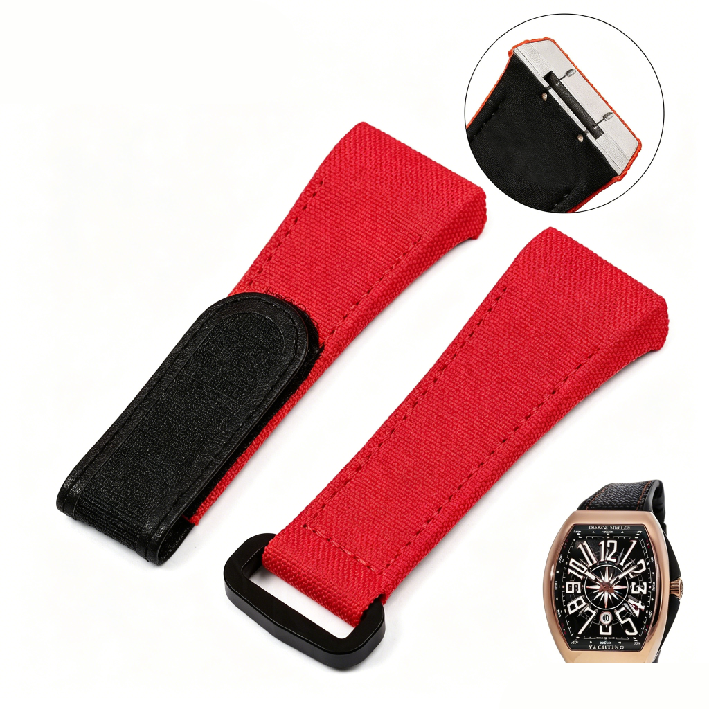 Aftermarket Canvas Fabric Nylon Velcro Strap Replacement For FM Franck Muller Vanguard V32 V41 V45 V35 Watch Straps For Sale
