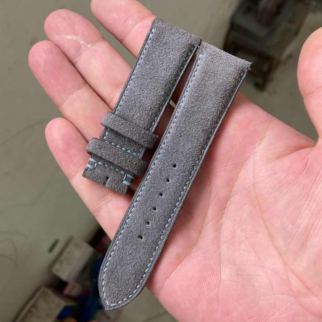 Bespoke 22mm Custom Handmade Suede Leather Watch Strap For IWC 45mm Portofino Hand-Wound Eight Days IW510115 (3)