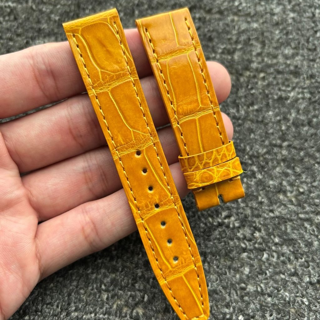 Bespoke Custom Handmade Alligator Leather Watch Strap For IWC Ladies Portofino Chronograph 34mm 37mm For Sale