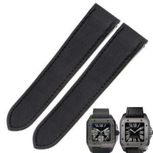 Our Handmade Kevlar Canvas Straps Replacement For Cartier Santos 100 Medium, Large Chronograph Xl Provide The Perfect Balance Of Durability Comfort Style