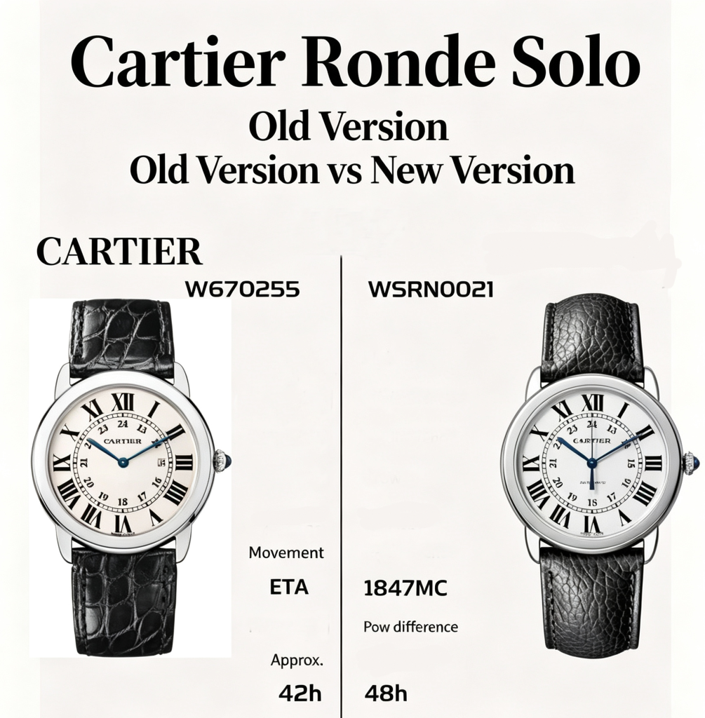Difference between Cartier Ronde Solo Old vs. New Models